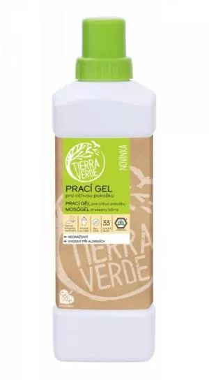 Tierra Verde Gel da bucato per pelli sensibili (1 l) - ideale per chi soffre di eczema, allergie e bambini