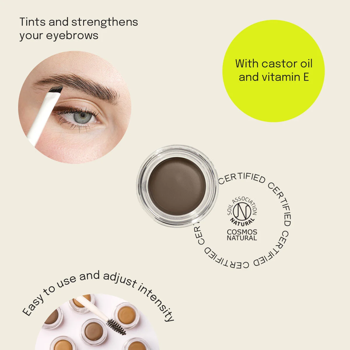 Uoga Uoga Pomata cremosa per sopracciglia (2,5 ml) 796 Taupe - Medium Brown - 3 tonalità per sopracciglia dall'aspetto più folte