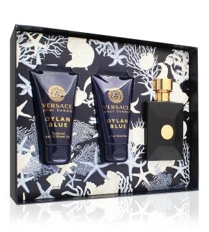 Versace Dylan Blue Pour Homme set regalo 50 ml + gel doccia 50 ml + balsamo dopobarba eau de toilette da uomo