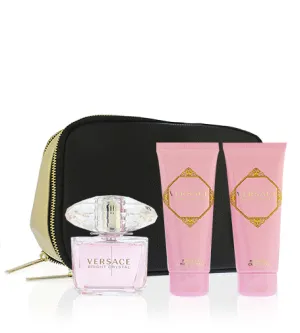 Versace Bright Crystal set regalo per donne eau de toilette 90 ml + lozione corpo 100 ml + gel doccia 100 ml + pochette