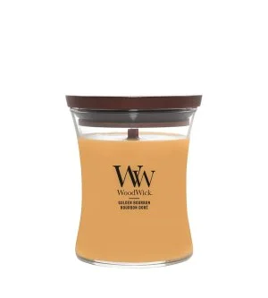 WoodWick Golden Bourbon candela profumata con stoppino in legno 275 g