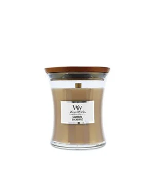 WoodWick Vetro piccolo/Cashmere candela profumata con stoppino in legno 85 g