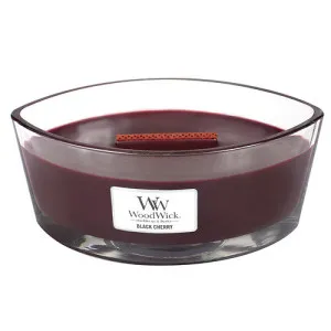Candela profumata WoodWick Black Cherry con stoppino in legno 453,6 g