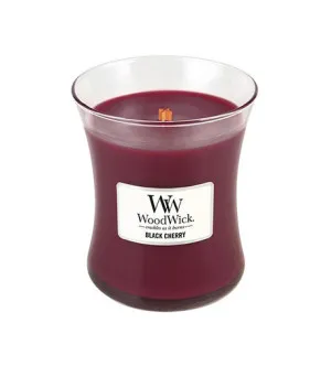 Candela profumata WoodWick Black Cherry con stoppino in legno per donne