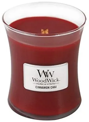 Candela profumata WoodWick Cinnamon Chai con stoppino di legno per donne
