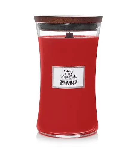 WoodWick Crimson Berries candela profumata con stoppino in legno per donne