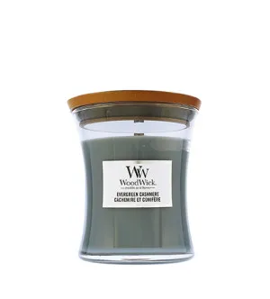 Candela profumata WoodWick Evergreen Cashmere con stoppino in legno per uomini