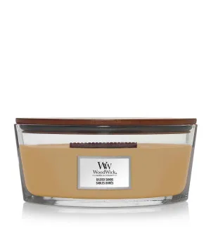 Candela profumata Woodwick Gilded Sands con stoppino in legno 453,6 g