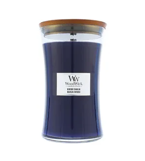 Candela profumata WoodWick Hinoki Dahlia con stoppino in legno 609 g