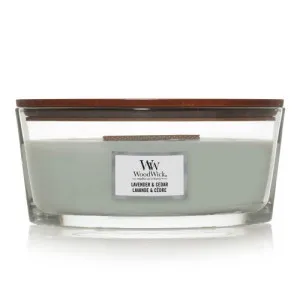 Candela profumata WoodWick Lavender & Cedar con stoppino in legno 453,6 g