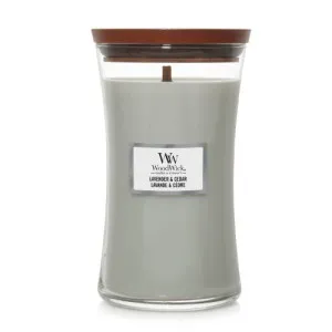 Candela profumata WoodWick Lavender & Cedar con stoppino in legno per donne
