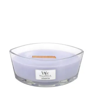 Candela profumata WoodWick Lavender Spa con stoppino in legno 453,6 g
