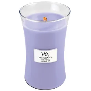 Candela profumata WoodWick Lavender Spa con stoppino in legno 609,5 g