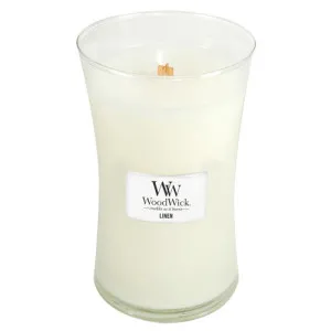 Candela profumata WoodWick Linen con stoppino in legno 609,5 g