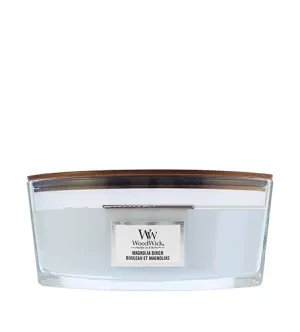 Candela profumata WoodWick Magnolia Birch con stoppino in legno 453,6 g