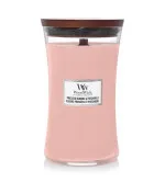 Candela profumata WoodWick Pressed Blooms & Patchouli con stoppino in legno 609,5 g