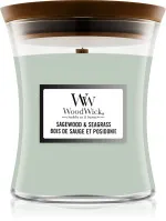 Candela profumata WoodWick Sagewood & Seagrass con stoppino in legno 275 g