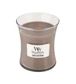 Candela profumata WoodWick Sand & Driftwood con stoppino in legno 275 g