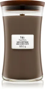 Candela profumata WoodWick Sand & Driftwood con stoppino in legno 275 g
