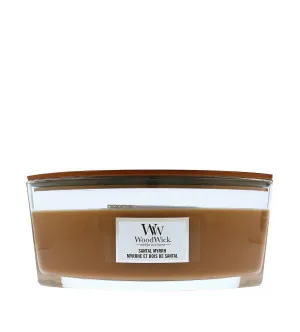 Candela profumata WoodWick Santal Myrrh con stoppino in legno 453,6 g