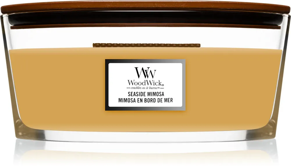 Candela profumata WoodWick Seaside Mimosa con stoppino in legno 453,6 g