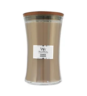 WoodWick Vetro grande/Cashmere candela profumata con stoppino in legno 609,5 g