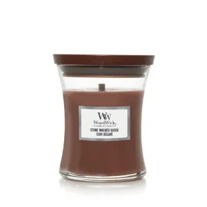 Candela profumata WoodWick Stone Washed Suede con stoppino in legno per donne