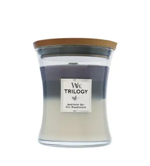 Candela profumata con stoppino in legno WoodWick Trilogy Amethyst Sky 275 g