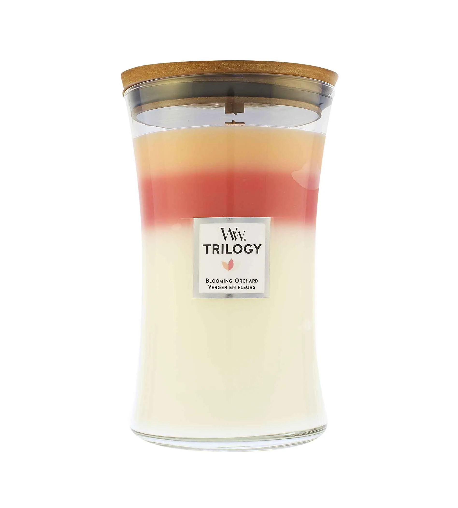 Candela profumata WoodWick Trilogy Blooming Orchard con stoppino in legno per uomo