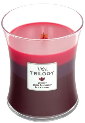 Candela profumata WoodWick Trilogy Sun Ripened Berries con stoppino in legno per donne