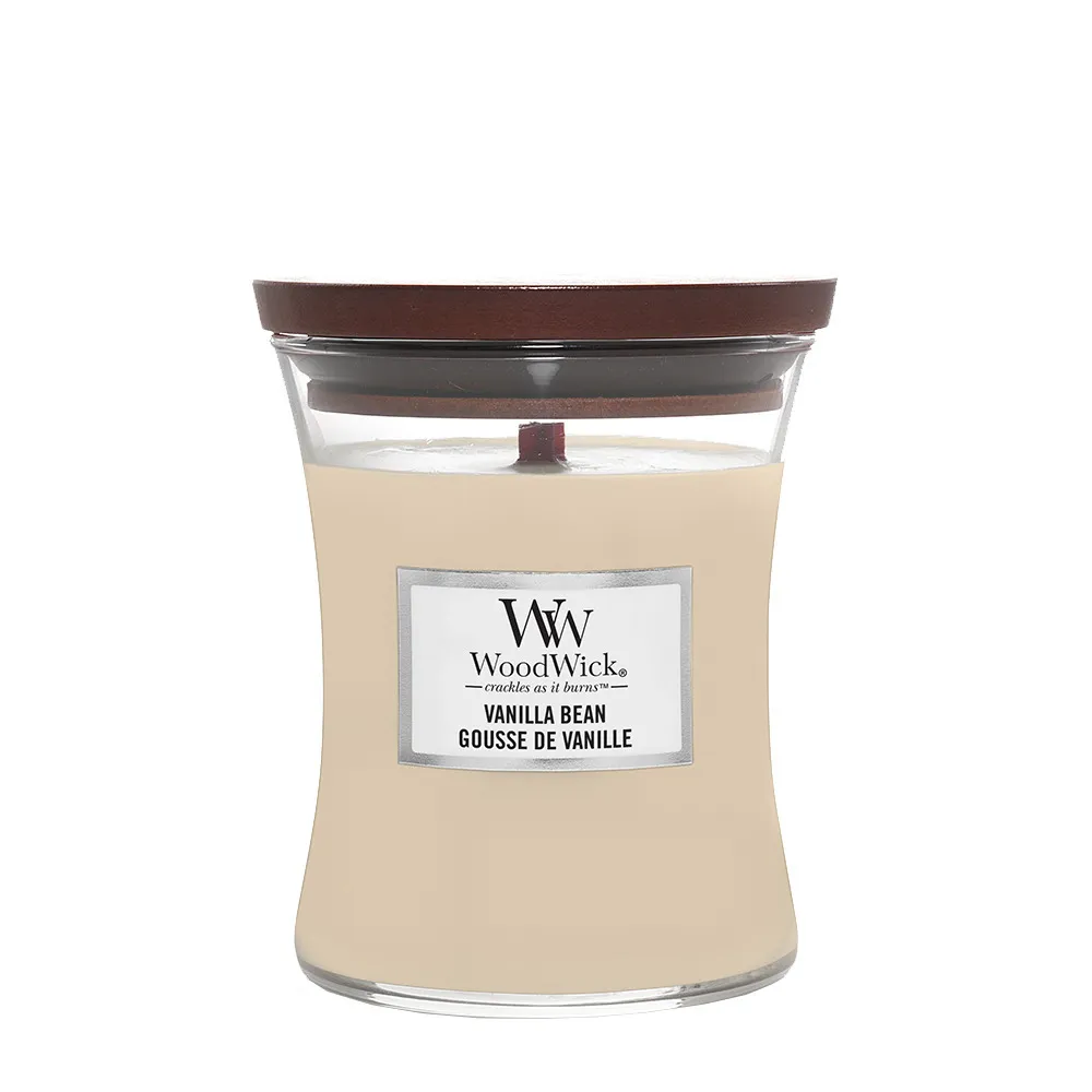 Candela profumata WoodWick Vanilla Bean con stoppino in legno 275 g