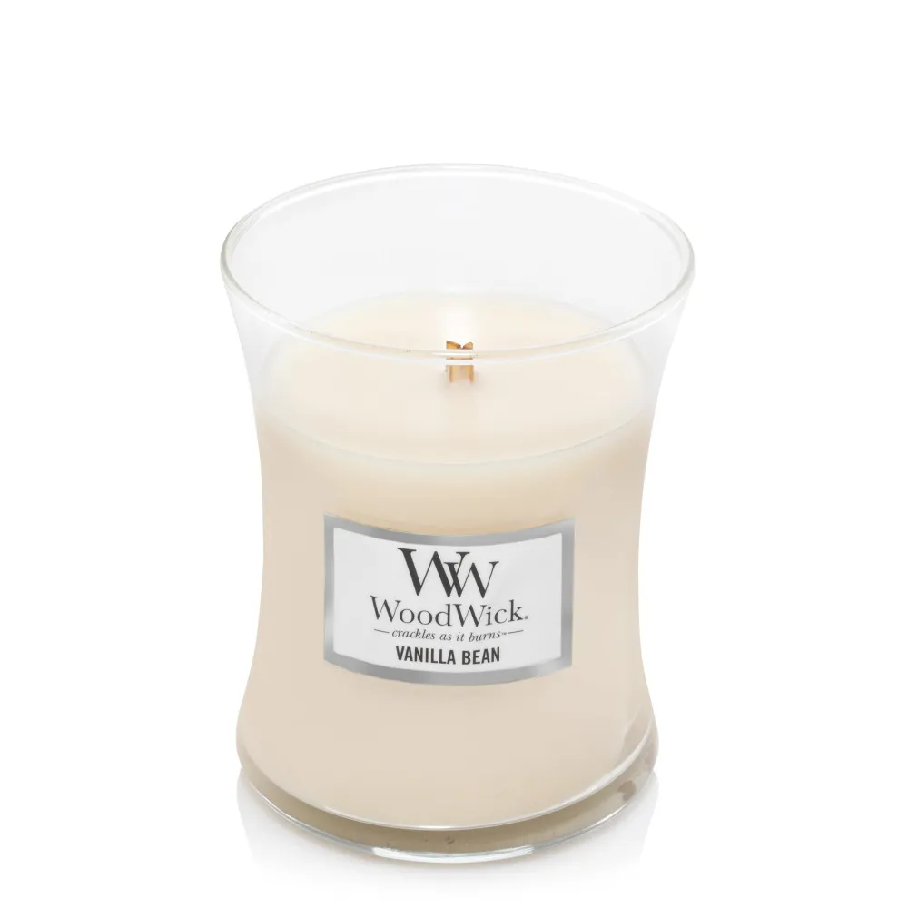 Candela profumata WoodWick Vanilla Bean con stoppino in legno 275 g