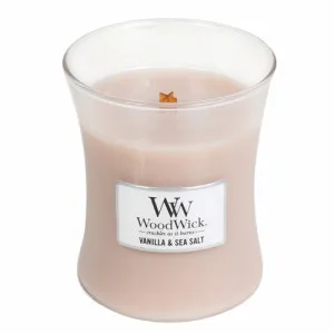 Candela profumata WoodWick Vanilla & Sea Salt con stoppino di legno 275 g