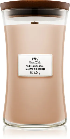 Candela profumata WoodWick Vanilla & Sea Salt con stoppino in legno 609,5 g