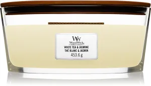 Candela profumata WoodWick White Tea & Jasmine con stoppino in legno 453,6 g