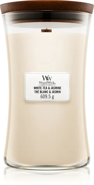 Candela profumata WoodWick White Tea & Jasmine con stoppino in legno 609,5 g