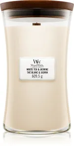 Candela profumata WoodWick White Tea & Jasmine con stoppino in legno 609,5 g