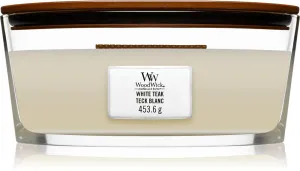 Candela profumata WoodWick White Teak con stoppino in legno 453,6 g