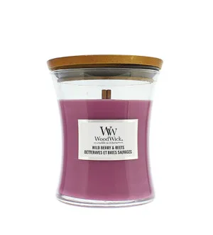 Candela profumata WoodWick Wild Berry & Beets con stoppino in legno per uomo