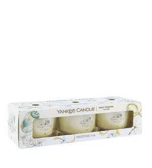 Yankee Candle Baby Powder candela votiva in vetro 3 x 37 g