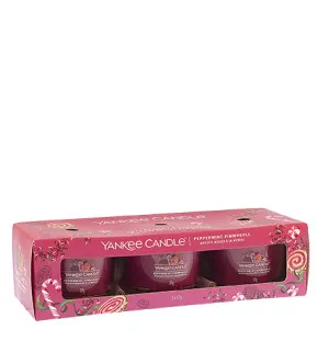 Yankee Candle Peppermint Pinwheels candela votiva in vetro 3 x 37 g
