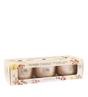 Yankee Candle Pink Cherry & Vanilla set in vetro 3 x 37 g