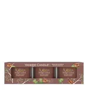 Yankee Candle Praline & Birch candela votiva in vetro 3 x 37 g