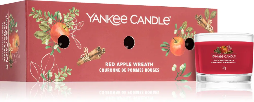 Red Apple Wreath candela votiva in vetro 3 x 37 g 3x37 g