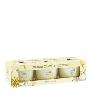 Yankee Candle Twinkling Lights candela votiva in vetro 3 x 37 g