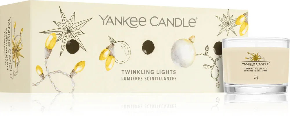 Twinkling Lights candela votiva in vetro 3 x 37 g 3x37 g