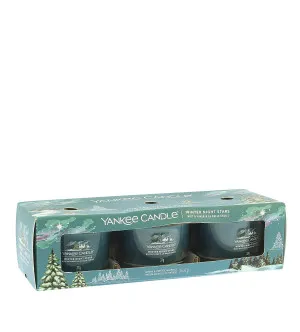 Yankee Candle Winter Night Stars candela votiva in vetro 3 x 37 g