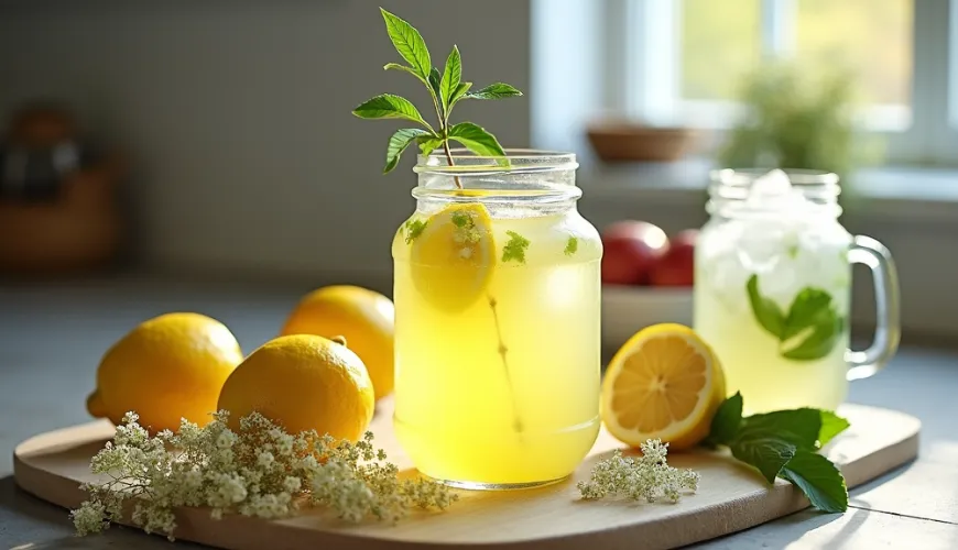 La limonata di sambuco è il rinfresco ideale per le giornate di sole.