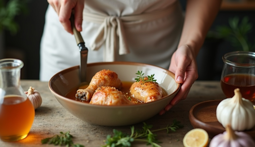 La marinata per cosce di pollo con miele funziona alla grande quando vuoi una cena veloce e profumat