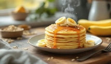 Pancake alla banana sono una colazione sana e semplice